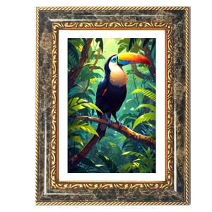 Toucan Decorative Photo Frame With White Mount | Premium Wall & Tabletop Picture Frame | Home, Office & Temple Decoration | 8x12 Inch (Pack Of 1) (F32682)