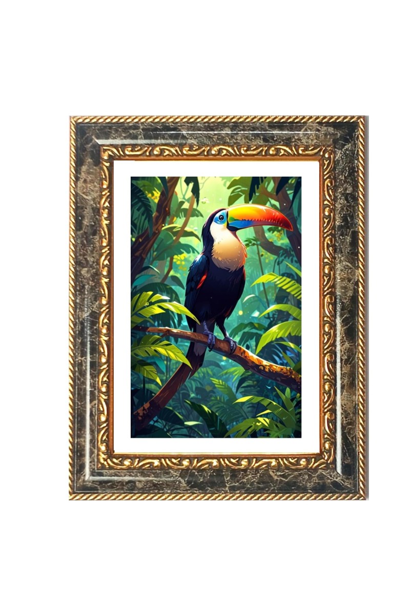 Toucan Decorative Photo Frame With White Mount | Premium Wall & Tabletop Picture Frame | Home, Office & Temple Decoration | 8x12 Inch (Pack Of 1) (F32682)