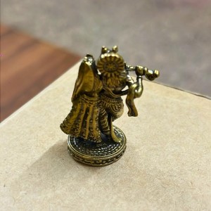 Mini Brass Murti Idol for Home DÃ©cor & Meditation | Handmade Antique Finish Brass Statue for Pooja Room, Office Desk & Spiritual Gift | Small Decorative Showpiece (Radha Krishna)