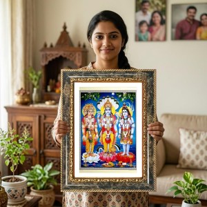 Ram Darbar Decorative Photo Frame With White Mount | Premium Wall & Tabletop Picture Frame | Home, Office & Temple Decoration | 10x14 Inch (Pack Of 1) (F31184)