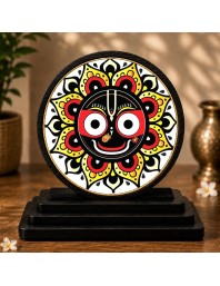 Car Dashboard Wooden Lord Jagannath Showpiece | 4 X 4.5 Inch Sublimation Printed Decorative Stand | 4 Mm MDF | Home Decor | Made in India (F33399)