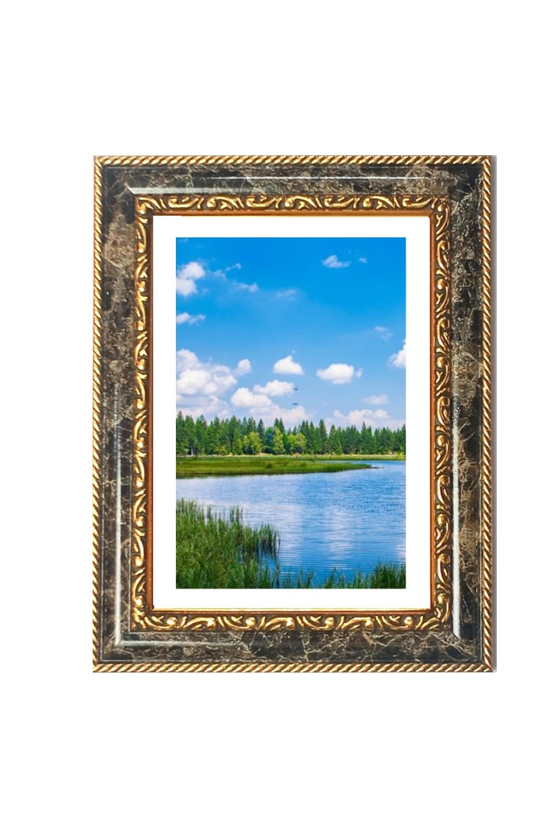 Goddess Durga Decorative Photo Frame With White Mount | Premium Wall & Tabletop Picture Frame | Home, Office & Temple Decoration | 12x16 Inch (Pack Of 1) (F31363)