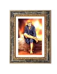 Sai Baba Decorative Photo Frame With White Mount | Premium Wall & Tabletop Picture Frame | Home, Office & Temple Decoration | 8x12 Inch (Pack Of 1) (F31269)