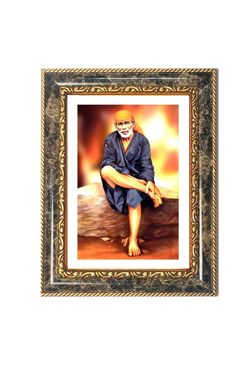 Sai Baba Decorative Photo Frame With White Mount | Premium Wall & Tabletop Picture Frame | Home, Office & Temple Decoration | 8x12 Inch (Pack Of 1) (F31269)