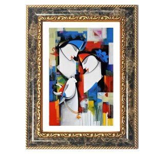 Abstract Birds Art Decorative Photo Frame With White Mount | Premium Wall & Tabletop Picture Frame | Home, Office & Temple Decoration | 10x14 Inch (Pack Of 1) (F32985)