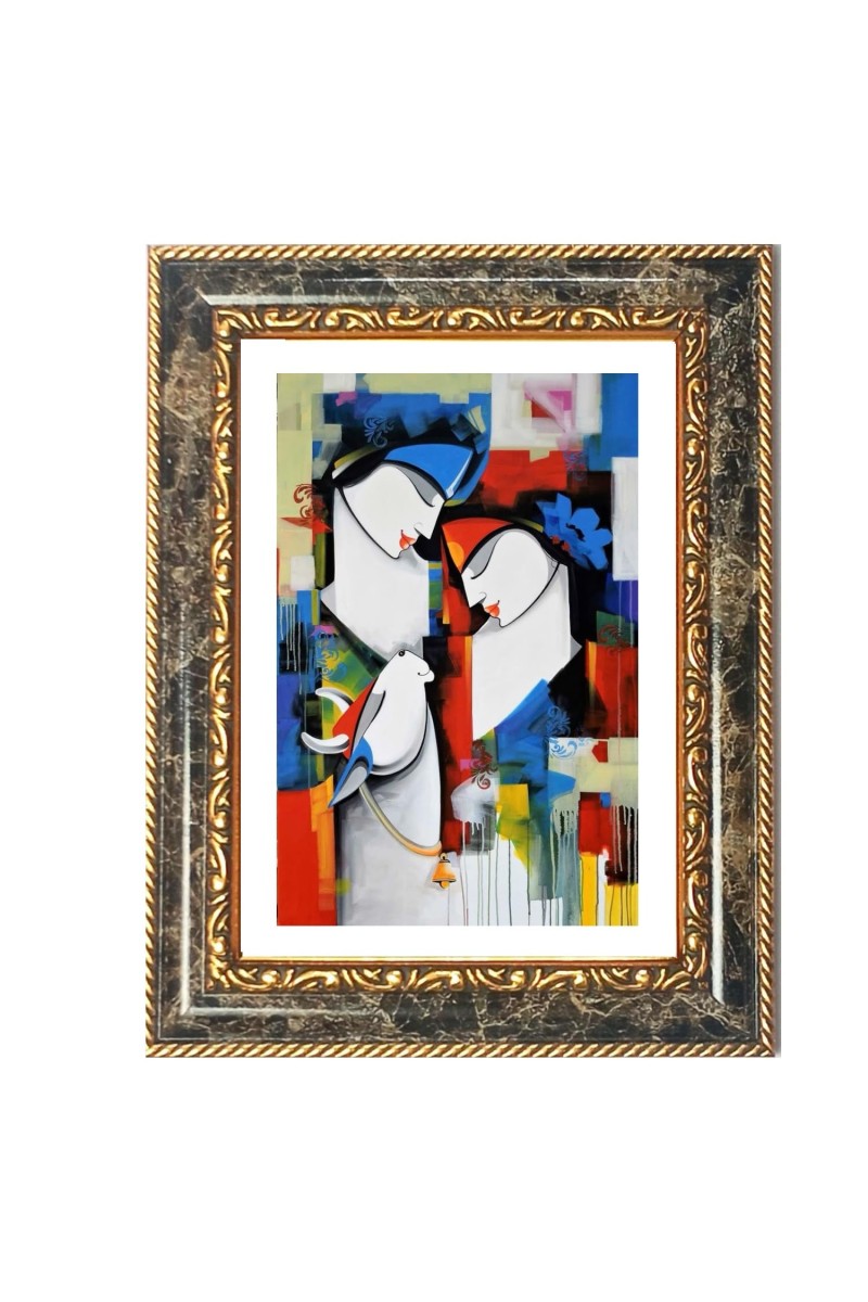 Abstract Birds Art Decorative Photo Frame With White Mount | Premium Wall & Tabletop Picture Frame | Home, Office & Temple Decoration | 10x14 Inch (Pack Of 1) (F32985)