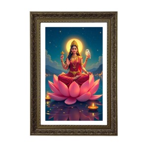 Goddess Lakmi Big Photo Frame - 20x28 Inches For Home,Temple & Office Decoration (F10723)