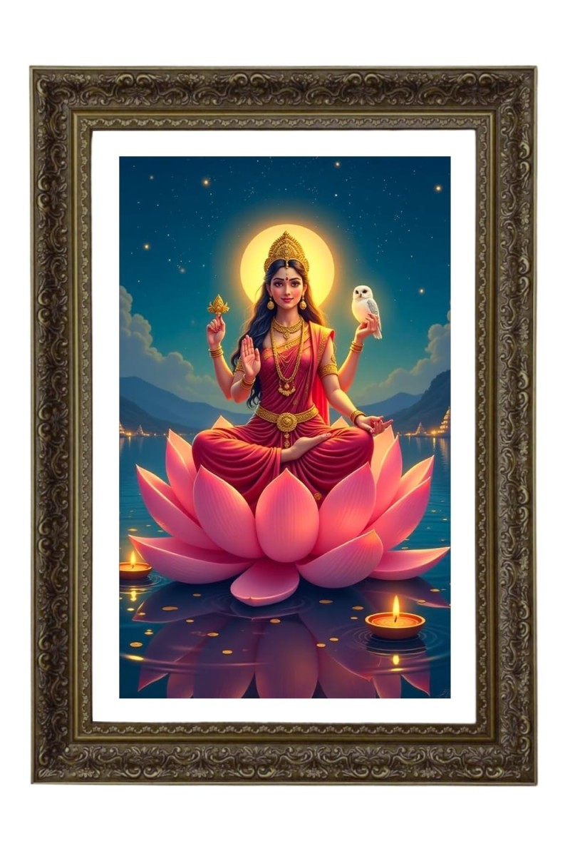 Goddess Lakmi Big Photo Frame - 20x28 Inches For Home,Temple & Office Decoration (F10723)