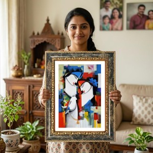 Abstract Birds Art Decorative Photo Frame With White Mount | Premium Wall & Tabletop Picture Frame | Home, Office & Temple Decoration | 10x14 Inch (Pack Of 1) (F32985)