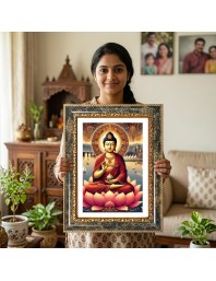 Buddha Decorative Photo Frame With White Mount | Premium Wall & Tabletop Picture Frame | Home, Office & Temple Decoration | 10x14 Inch (Pack Of 1) (F32691)