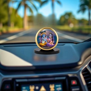 Car Dashboard/Table Top Radhaa Krishna Metal Golden Photo Stand 2x2 Inches, Compact & Stylish Spiritual Display For Car, Home & Office (Pack Of 1) (F24689) Car Dashboard/Table Top Radhaa Krishna Metal Golden Photo Stand 2x2 Inches, Compact & Stylish Spiritual Display For Car, Home & Office (Pack Of 1) (F24689)