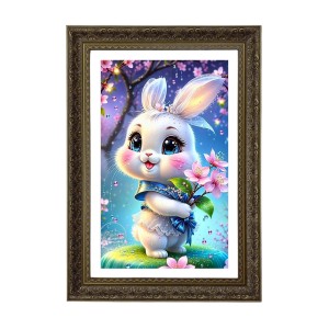 Cute Cartoon Rabbit Diamond Big Photo Frame - 20x28 Inches For Home,Temple & Office Decoration (F10680)
