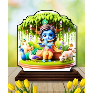 Car Dashboard/Table Top Lord Krishna Wooden Rectangle Photo Stand 3x4 Inches, Compact & Stylish Spiritual Display for Car, Home & Office (Pack of 1) (F22342) Car Dashboard/Table Top Lord Krishna Wooden Rectangle Photo Stand 3x4 Inches, Compact & Stylish Spiritual Display for Car, Home & Office (Pack of 1) (F22342)