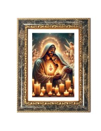 Mary And Jesus Decorative Photo Frame With White Mount | Premium Wall & Tabletop Picture Frame | Home, Office & Temple Decoration | 10x14 Inch (Pack Of 1) (F32392)