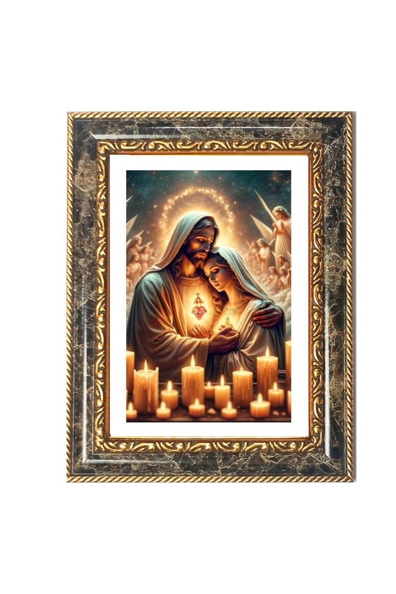 Mary And Jesus Decorative Photo Frame With White Mount | Premium Wall & Tabletop Picture Frame | Home, Office & Temple Decoration | 10x14 Inch (Pack Of 1) (F32392)