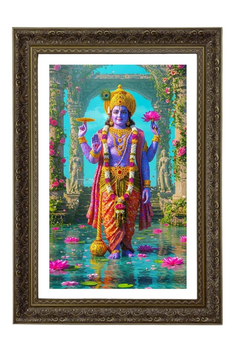 Lord Vishnu Big Photo Frame - 20x28 Inches For Home,Temple & Office Decoration (F10711)