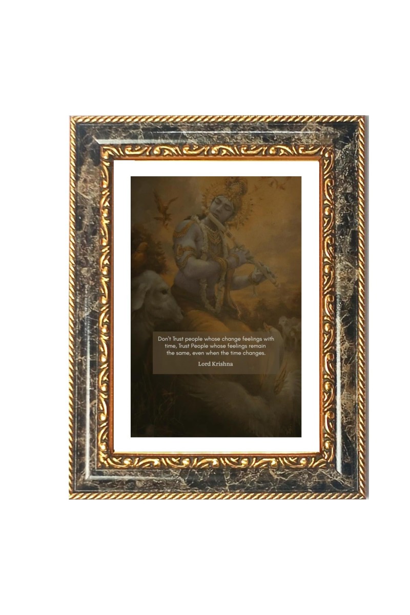 Lord Krishna Decorative Photo Frame With White Mount | Premium Wall & Tabletop Picture Frame | Home, Office & Temple Decoration | 8x12 Inch (Pack Of 1) (F32540)
