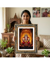 Lord Ganeshaa Decorative Photo Frame With White Mount | Premium Wall & Tabletop Picture Frame | Home, Office & Temple Decoration | 8x12 Inch (Pack Of 1) (F33032)