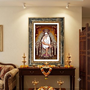 Lord Buddha Decorative Photo Frame With White Mount | Premium Wall & Tabletop Picture Frame | Home, Office & Temple Decoration | 12x16 Inch (Pack Of 1) (F31215)