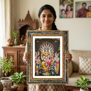 Lakshmi Narasimha Darbar Decorative Photo Frame With White Mount | Premium Wall & Tabletop Picture Frame | Home, Office & Temple Decoration | 10x14 Inch (Pack Of 1) (F31259) Lakshmi Narasimha Darbar Decorative Photo Frame With White Mount | Premium Wall & Tabletop Picture Frame | Home, Office & Temple Decoration | 10x14 Inch (Pack Of 1) (F31259)