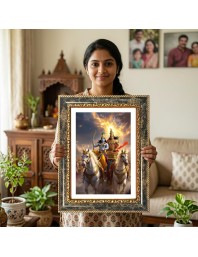 Ram And Sita Decorative Photo Frame With White Mount | Premium Wall & Tabletop Picture Frame | Home, Office & Temple Decoration | 8x12 Inch (Pack Of 1) (F32637)