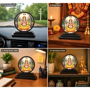 Car Dashboard Wooden Lord Ganeshaa Showpiece | 4 X 4.5 Inch Sublimation Printed Decorative Stand | 4 Mm MDF | Home Decor | Made in India (F33724)