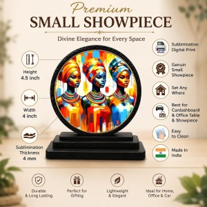 Car Dashboard Wooden Vibrant Artwork Showpiece | 4 X 4.5 Inch Sublimation Printed Decorative Stand | 4 Mm MDF | Home Decor | Made in India (F33631)