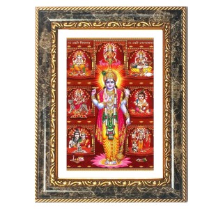 Vishnu Avatars Decorative Photo Frame With White Mount | Premium Wall & Tabletop Picture Frame | Home, Office & Temple Decoration | 12x16 Inch (Pack Of 1) (F33114)