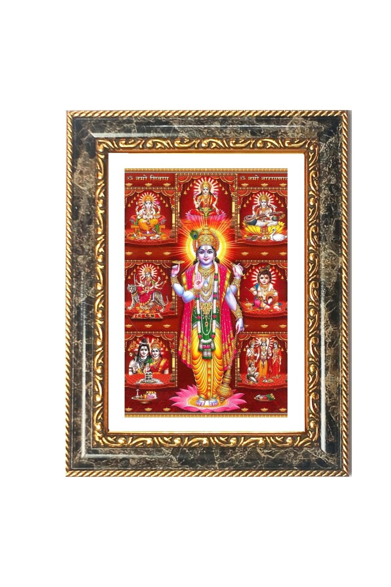 Vishnu Avatars Decorative Photo Frame With White Mount | Premium Wall & Tabletop Picture Frame | Home, Office & Temple Decoration | 12x16 Inch (Pack Of 1) (F33114)