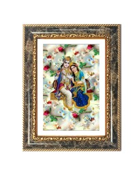 Krishna And Radhaa Decorative Photo Frame With White Mount | Premium Wall & Tabletop Picture Frame | Home, Office & Temple Decoration | 8x12 Inch (Pack Of 1) (F32503)