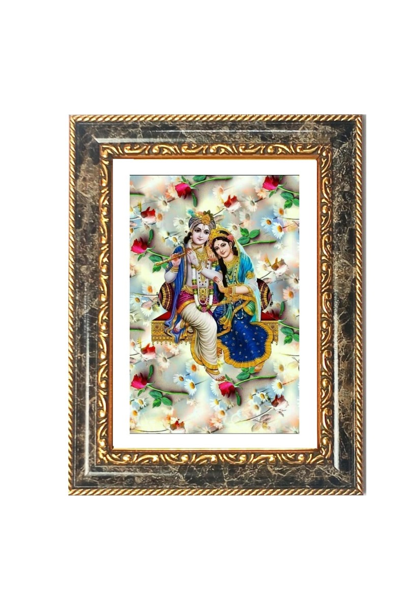 Krishna And Radhaa Decorative Photo Frame With White Mount | Premium Wall & Tabletop Picture Frame | Home, Office & Temple Decoration | 8x12 Inch (Pack Of 1) (F32503)