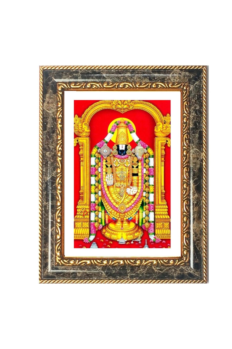 Lord Venkateswara Decorative Photo Frame With White Mount | Premium Wall & Tabletop Picture Frame | Home, Office & Temple Decoration | 8x12 Inch (Pack Of 1) (F32987)