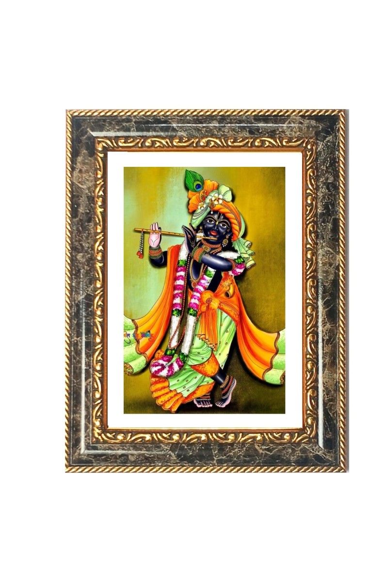 Krishna Decorative Photo Frame With White Mount | Premium Wall & Tabletop Picture Frame | Home, Office & Temple Decoration | 10x14 Inch (Pack Of 1) (F33158)