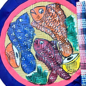 Handcrafted Bamboo Hat Pakha Traditional Hand Fan | Hand-Painted Fish Design | Natural Bamboo Cooling Fan | Eco-Friendly Manual Fan for Home, Puja, Festivals, Wedding, Decoration & Gifting