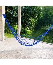 Nylon Net Hammock Swing for Adults â€“ Strong & Comfortable Hanging Jhulna for Indoor, Outdoor, Balcony, Home & Bedroom Use (Blue)