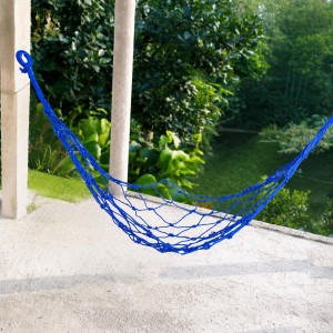 Nylon Net Hammock Swing for Adults â€“ Strong & Comfortable Hanging Jhulna for Indoor, Outdoor, Balcony, Home & Bedroom Use (Blue)