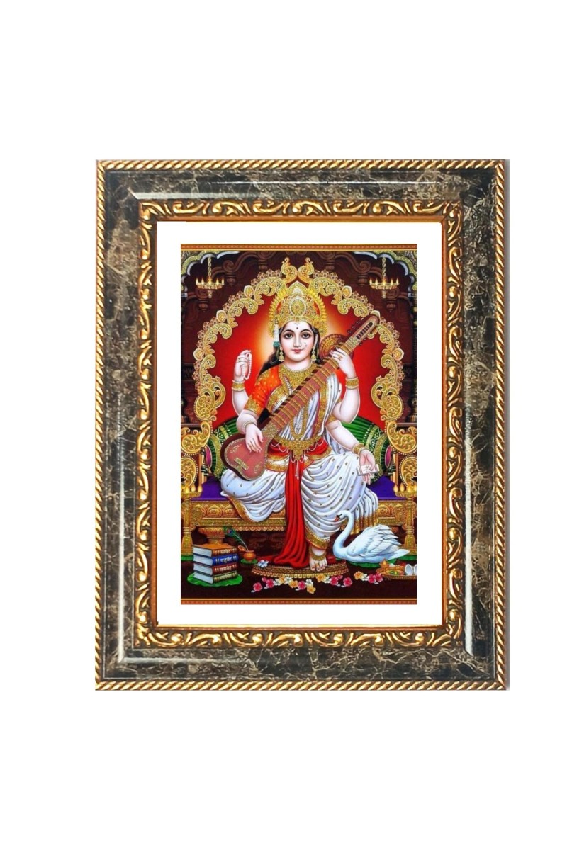 Saraswati Decorative Photo Frame With White Mount | Premium Wall & Tabletop Picture Frame | Home, Office & Temple Decoration | 10x14 Inch (Pack Of 1) (F32688)