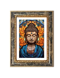 Buddha Decorative Photo Frame With White Mount | Premium Wall & Tabletop Picture Frame | Home, Office & Temple Decoration | 8x12 Inch (Pack Of 1) (F32443)