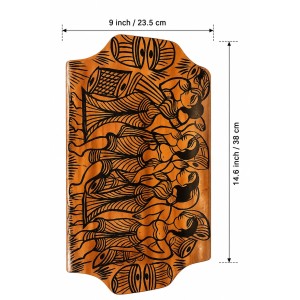 Handcrafted Wooden Serving Tray with Tribal Warli Art Design | Decorative Wooden Platter for Tea, Coffee & Snacks | Multipurpose Serving Tray for Kitchen, Dining & Home DÃ©cor | (Folk Culture Dance)