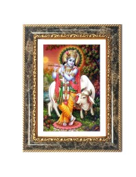 Krishna Decorative Photo Frame With White Mount | Premium Wall & Tabletop Picture Frame | Home, Office & Temple Decoration | 8x12 Inch (Pack Of 1) (F32479)