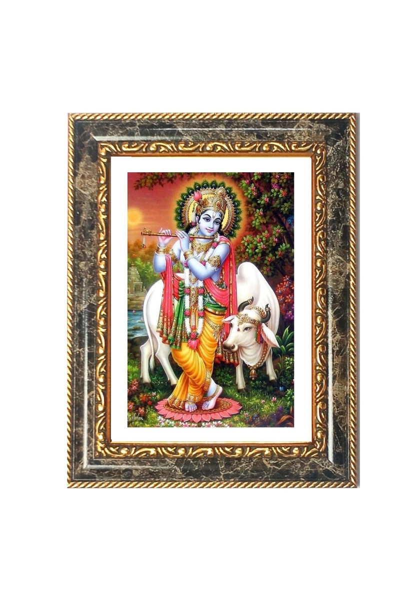 Krishna Decorative Photo Frame With White Mount | Premium Wall & Tabletop Picture Frame | Home, Office & Temple Decoration | 8x12 Inch (Pack Of 1) (F32479)