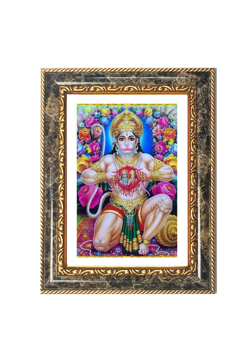 Hanuman Decorative Photo Frame With White Mount | Premium Wall & Tabletop Picture Frame | Home, Office & Temple Decoration | 8x12 Inch (Pack Of 1) (F33175)