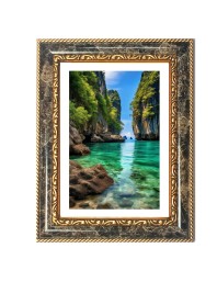 Tropical Landscape Decorative Photo Frame With White Mount | Premium Wall & Tabletop Picture Frame | Home, Office & Temple Decoration | 12x16 Inch (Pack Of 1) (F32683)