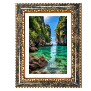 Tropical Landscape Decorative Photo Frame With White Mount | Premium Wall & Tabletop Picture Frame | Home, Office & Temple Decoration | 12x16 Inch (Pack Of 1) (F32683)