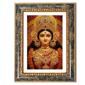 Goddess Durga Decorative Photo Frame With White Mount | Premium Wall & Tabletop Picture Frame | Home, Office & Temple Decoration | 8x12 Inch (Pack Of 1) (F31117)