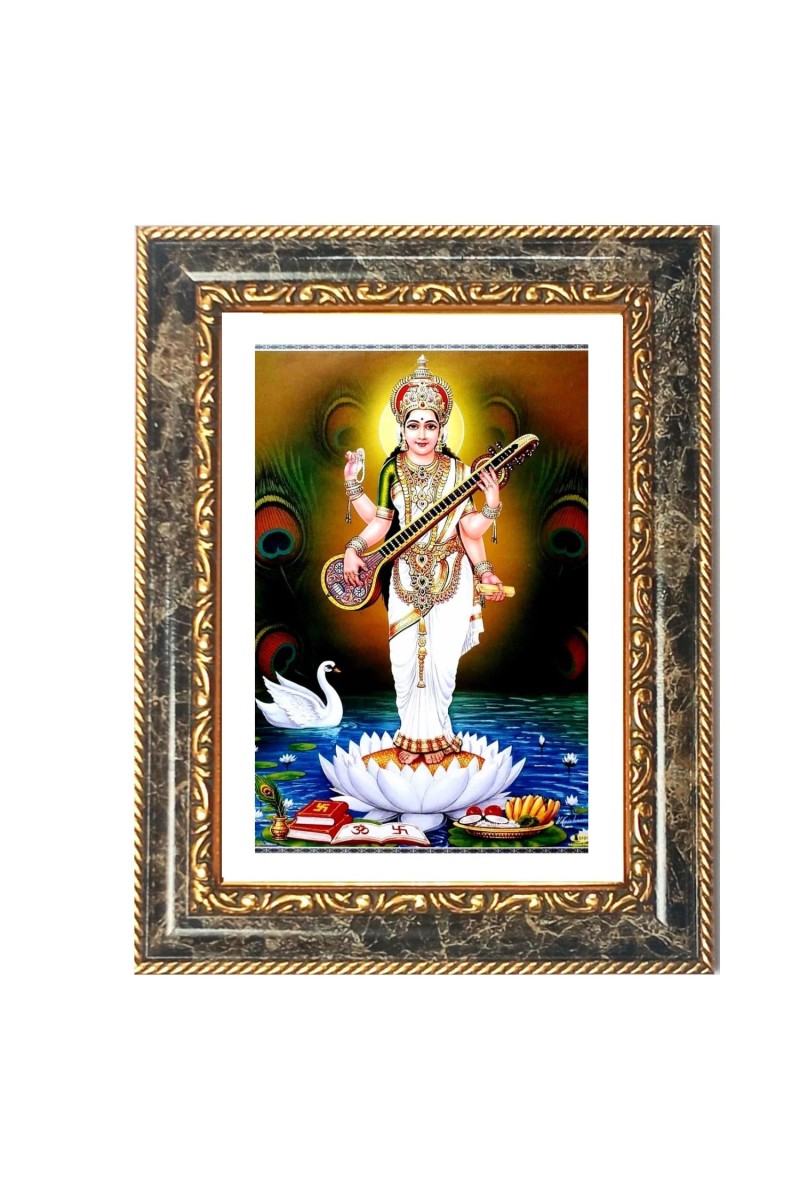 Saraswati Decorative Photo Frame With White Mount | Premium Wall & Tabletop Picture Frame | Home, Office & Temple Decoration | 10x14 Inch (Pack Of 1) (F31528)