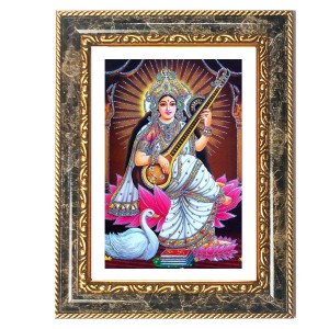Saraswati Decorative Photo Frame With White Mount | Premium Wall & Tabletop Picture Frame | Home, Office & Temple Decoration | 8x12 Inch (Pack Of 1) (F31415)
