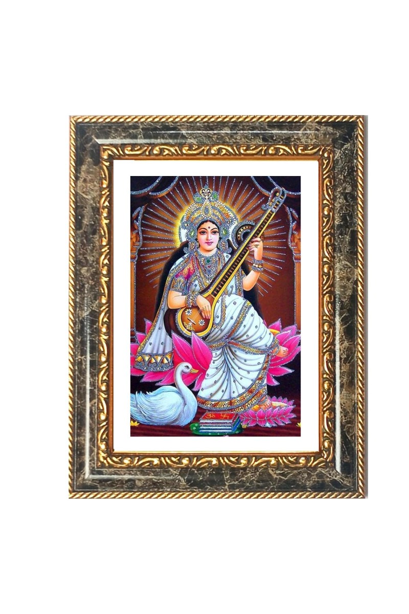 Saraswati Decorative Photo Frame With White Mount | Premium Wall & Tabletop Picture Frame | Home, Office & Temple Decoration | 8x12 Inch (Pack Of 1) (F31415)