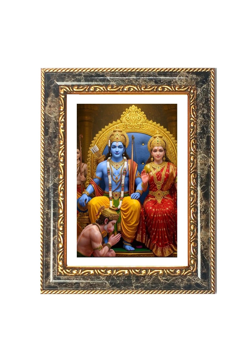Rama And Sita Decorative Photo Frame With White Mount | Premium Wall & Tabletop Picture Frame | Home, Office & Temple Decoration | 8x12 Inch (Pack Of 1) (F32493)