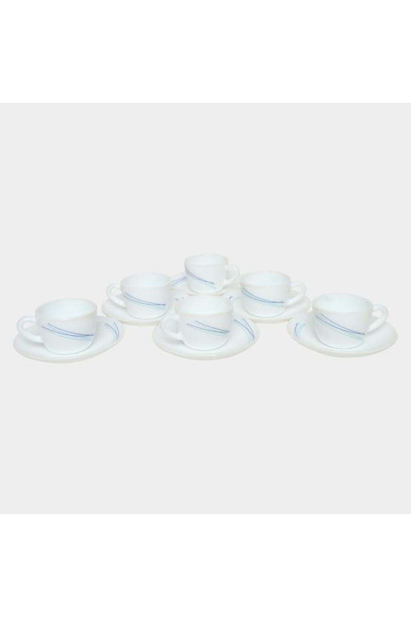 Hitech Sales 130 ml Opalware Cup & Saucer Set White | Microwave Safe Ceramic Cup | Ideal for Daily Use